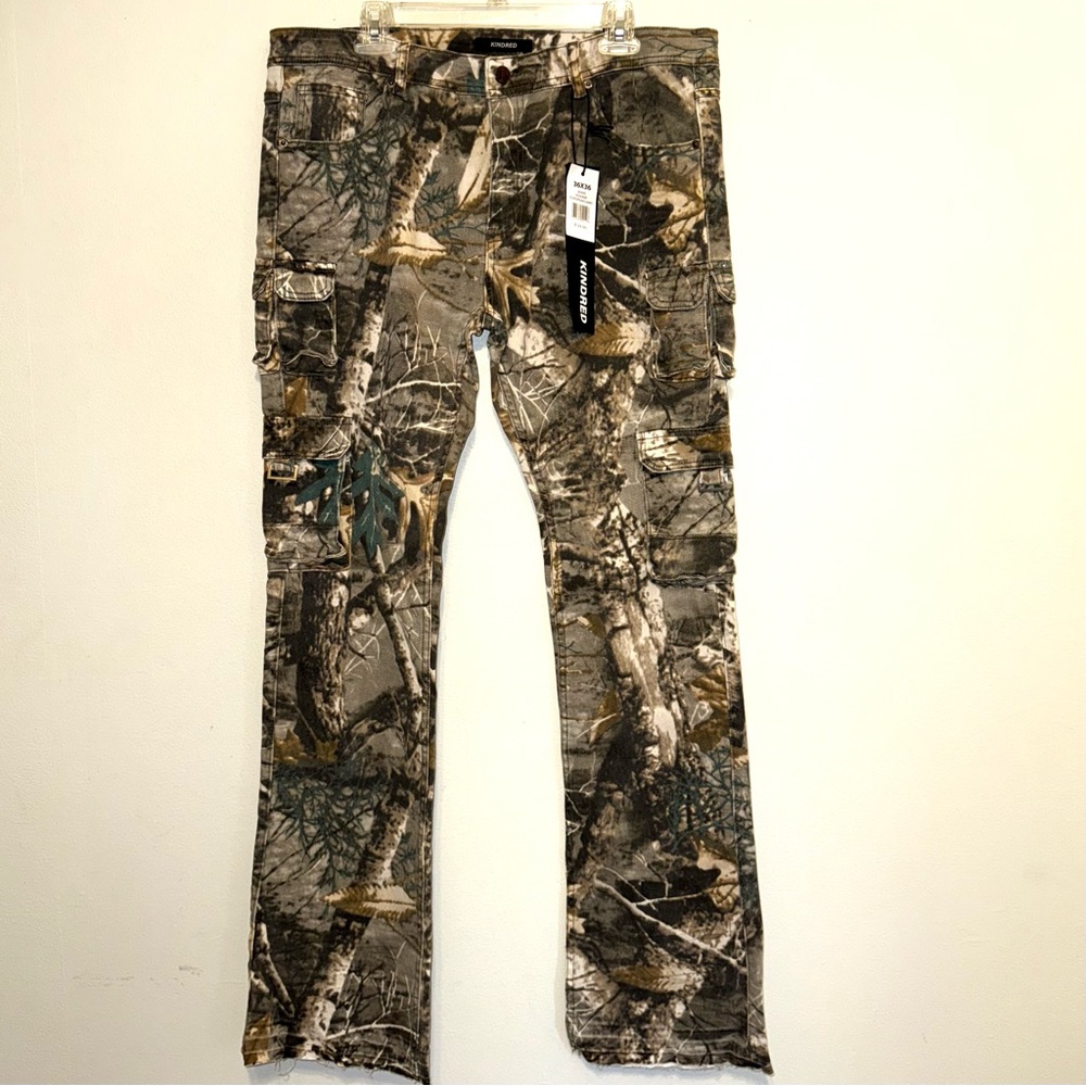 NEW KINDRED European Camo Stacked Fit Jeans Cargo Pants 36X36